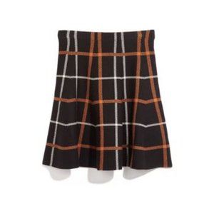 NWT Check Knit Plaid High Waisted Mini Skirt Sz M